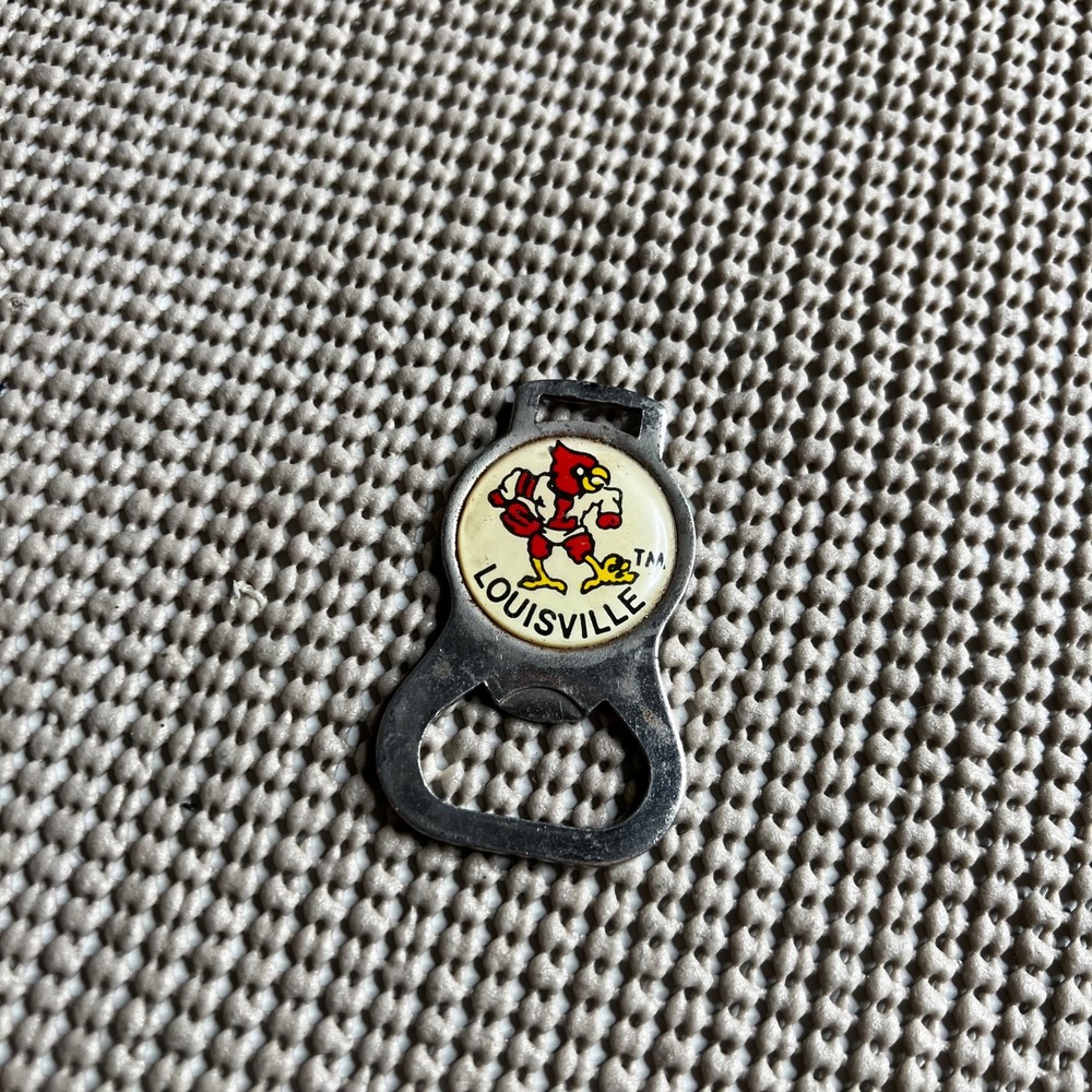 Vintage University of Louisville Cardinals Bottle Opener Keychain Retro Mascot